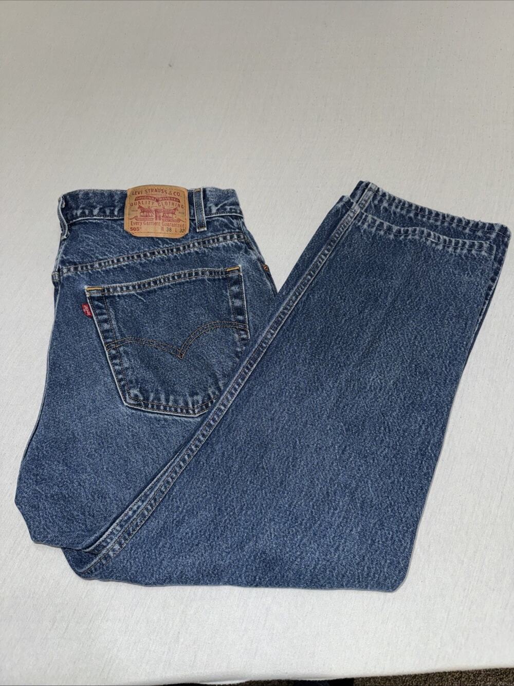 Vintage 90s Levi’s 505 Jeans Made In 38x32 Hemmed To 28.5 Straight Leg